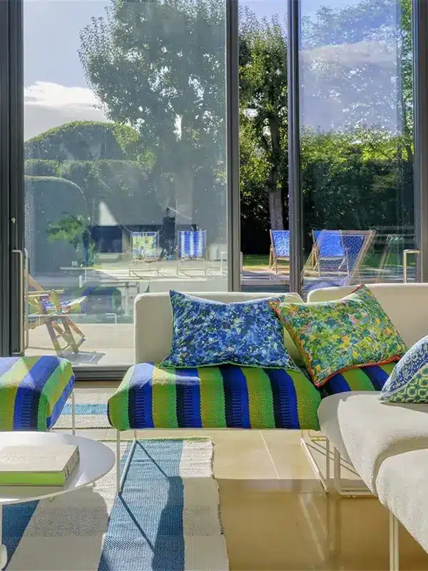 Designers Guild's vibrant, colorful outdoor fabrics for those who love bold, creative style