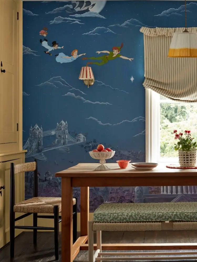 Decorate the children's room with Sanderson Peter Pan Disney wallpaper for sale at Zefiro Interiors